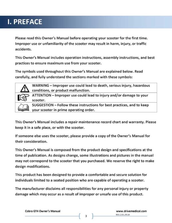 Drive Medical COBRA GT4 User Manual - Image 4
