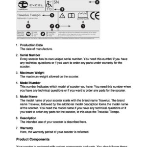 Excel Mobility Travelux Tiempo User Manual - Image 3