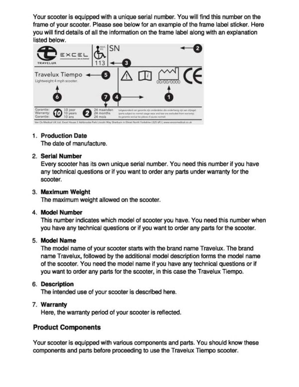 Excel Mobility Travelux Tiempo User Manual - Image 3