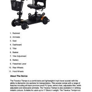Excel Mobility Travelux Tiempo User Manual - Image 4