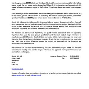 CareCo ZOOM & ZOOM PLUS User Manual - Image 4